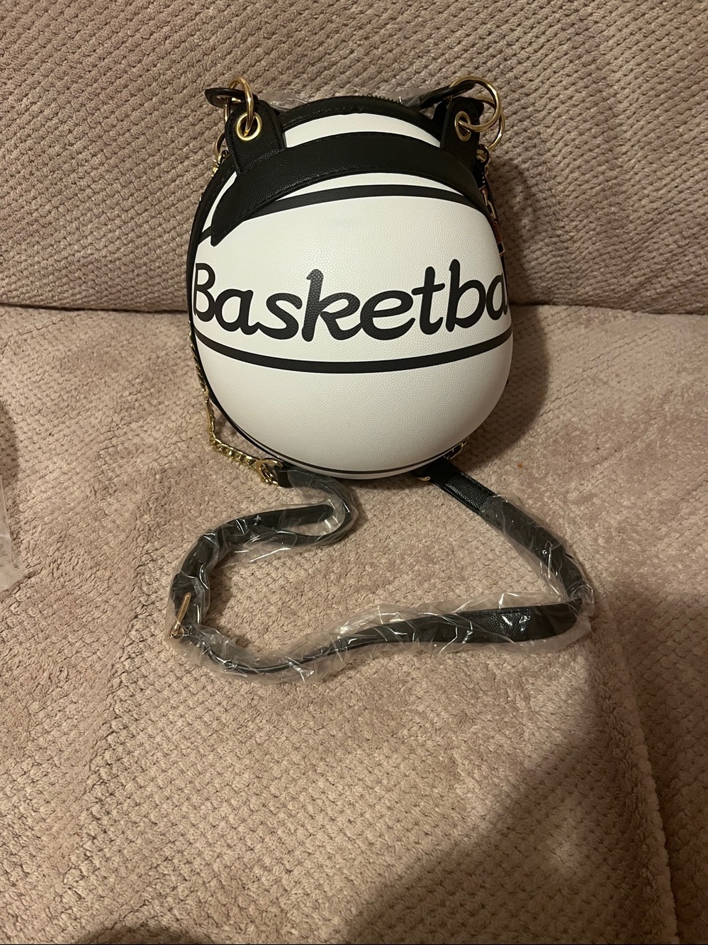 White & Black 'Basketball' Statement Handbag